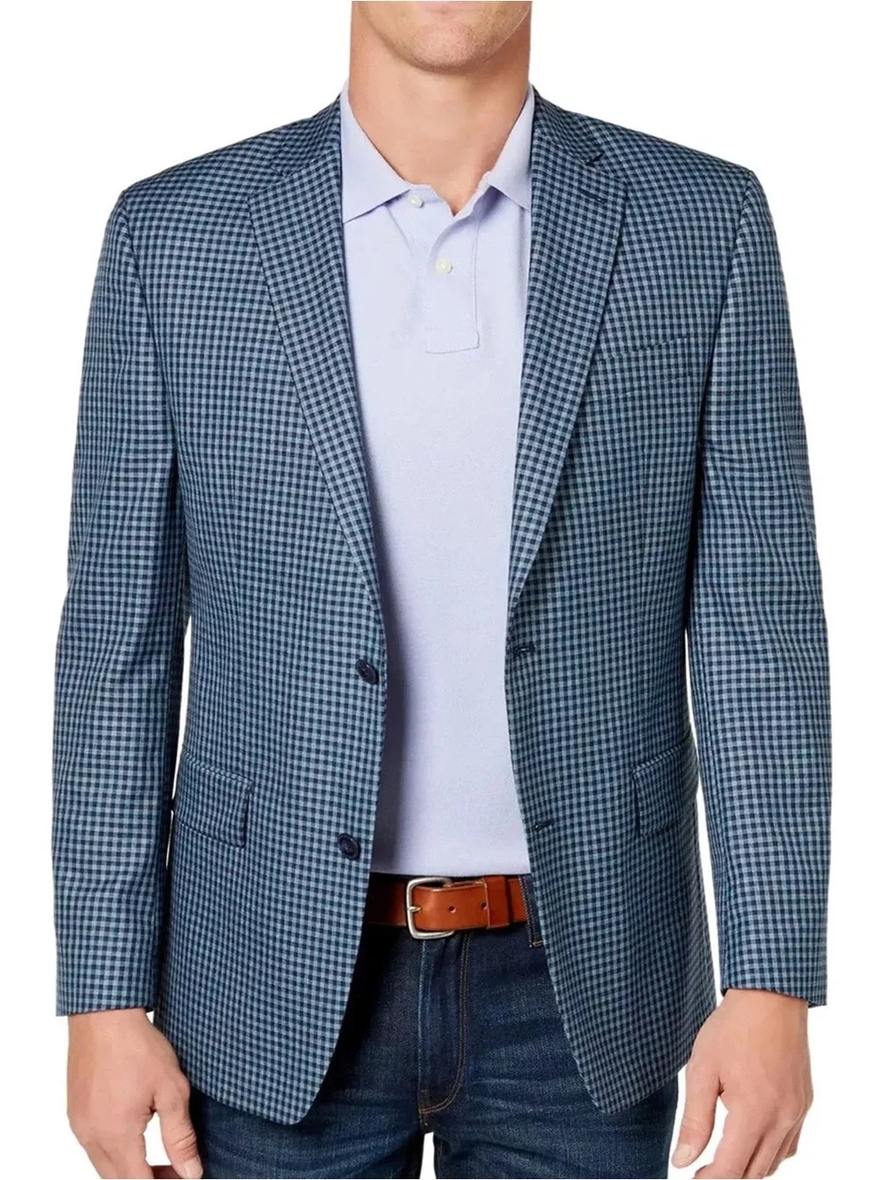 Michael Kors Blue Checked Sport Coat 46R